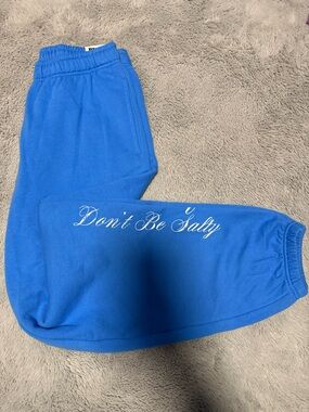 PINK Victoria's Secret Blue "Don't Be Salty" Kids Sweatpants
